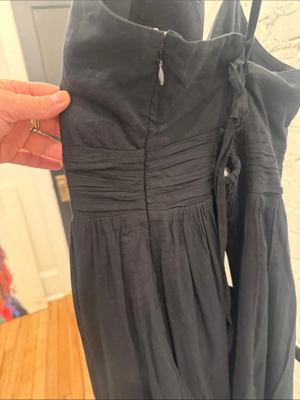 Abercrombie & Fitch Black V‑Neck Spaghetti Strap Maxi Dress